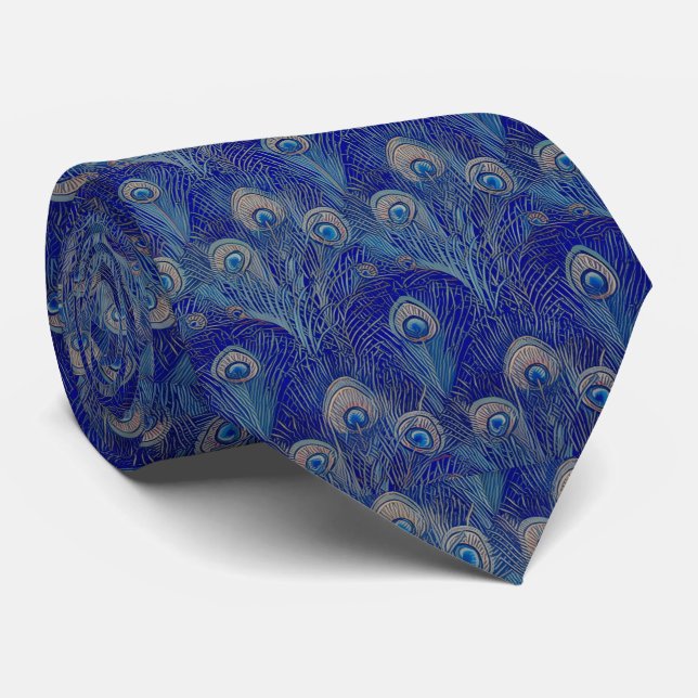Corbata Patrón de pluma de pavo real de lujo Art Nouveau (Enrollado)