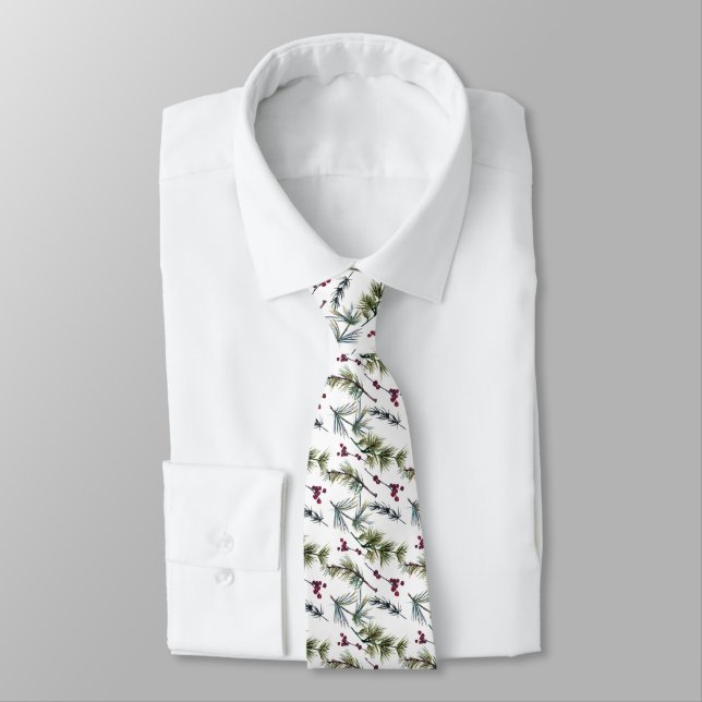 Corbata Patrón de poinsettia acuarela (Atado)