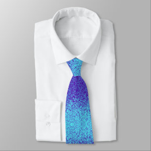 Corbata patrón de polígonos de purpurina cian fresco