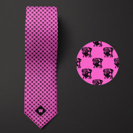 Corbata Patrón de pug rosado Rosa