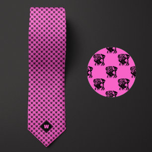 Corbata Patrón de pug rosado Rosa