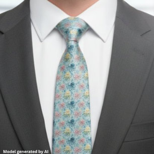 Corbata Patrón de Pulpo Juguetón – Vida Marina del Océano 