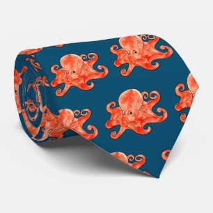 Corbata patrón de pulpos de mar