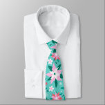 Corbata patrón de puninsettia de los navidades<br><div class="desc">Navidades blancos y rosados con puninsettia de color verde en un patrón sin fisuras.</div>