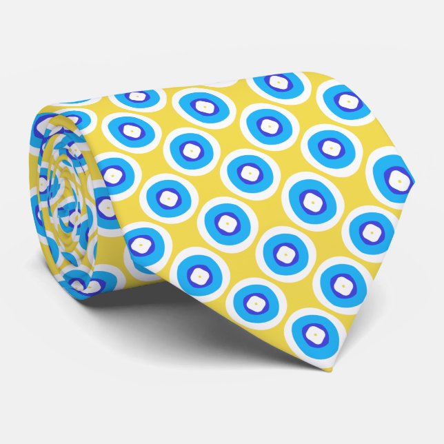 Corbata Patrón de punto de anillo azul y blanco (Enrollado)
