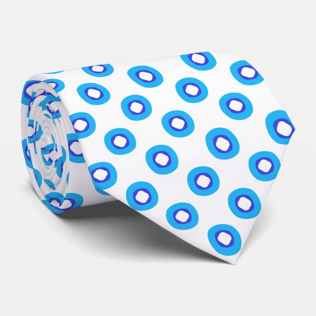 Corbata Patrón de punto de anillo azul y blanco (Enrollado)