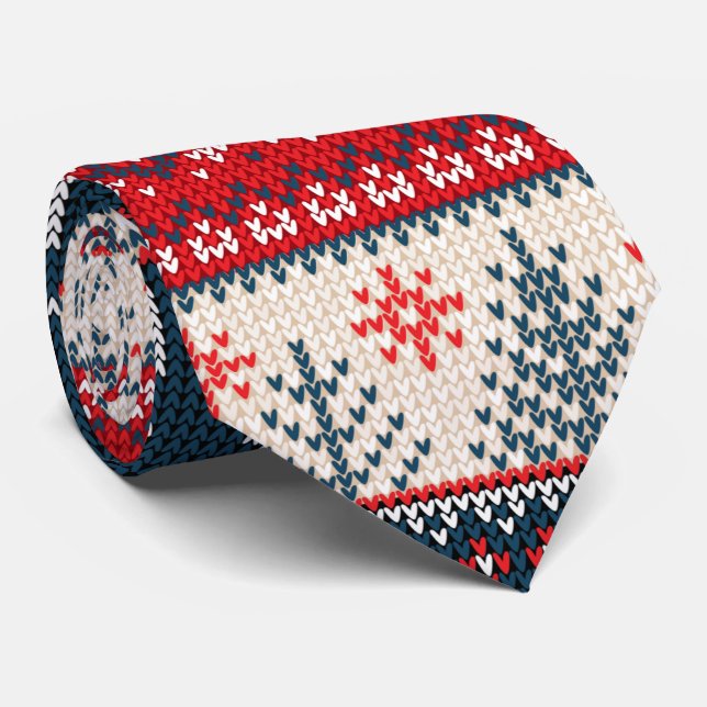 Corbata Patrón de punto de jersey feo de Navidad Reno (Enrollado)