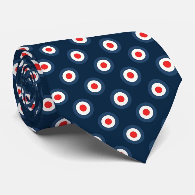 Corbata Patrón de punto de polka - Blanco rojo azul (Enrollado)