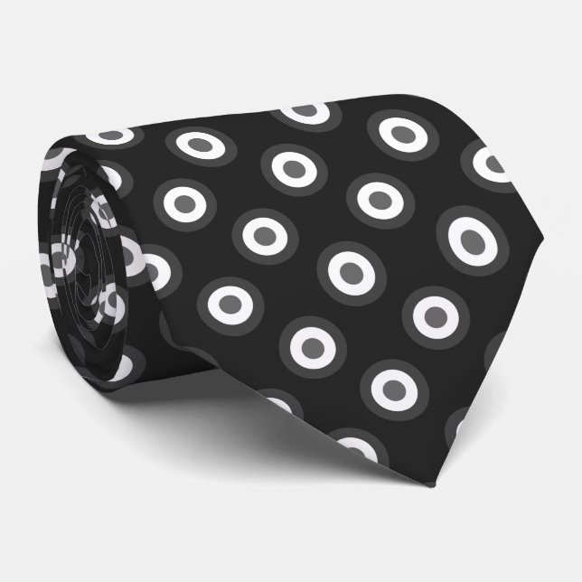Corbata Patrón de punto de polka - gris blanco negro (Enrollado)