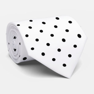 Corbata Patrón de puntos de la mini polka negra en blanco