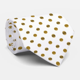 Corbata Patrón de puntos de polka clásicos dorados y blanc