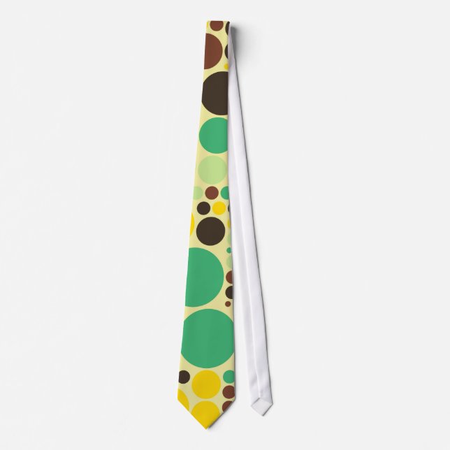 Corbata Patrón de puntos de polka marrón amarillo, azul y  (Anverso)