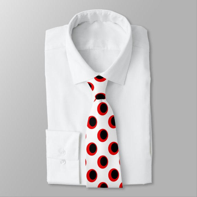 Corbata Patrón de puntos de polka negro y rojo (Atado)