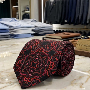 Corbata Patrón de puntos y garabatos rosados y rojos sobre