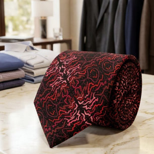Corbata Patrón de puntos y garabatos rosados y rojos sobre