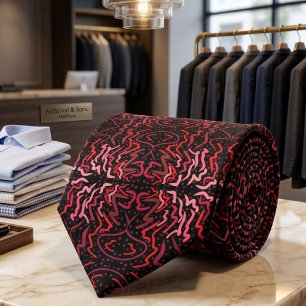 Corbata Patrón de puntos y garabatos rosados y rojos sobre