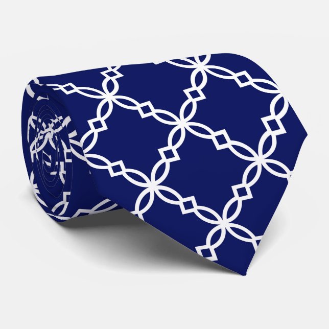 Corbata Patrón de quatrefoil de gran pendiente azul de la  (Enrollado)