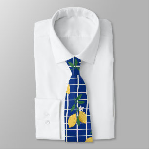 Corbata Patrón de rama de limón mediterráneo
