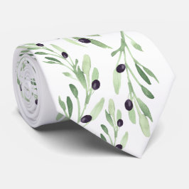 Corbata patrón de rama de oliva de color agua