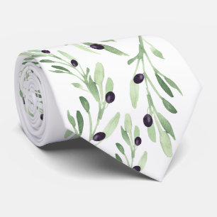Corbata patrón de rama de oliva de color agua