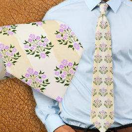 Corbata Patrón de ramo de Astor lavanda floral pintado a m
