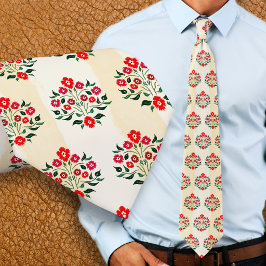 Corbata Patrón de ramo de Astor rojo floral pintado a mano