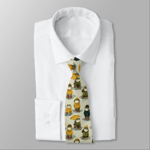 Corbata Patrón de ranas caprichosas con impermeables