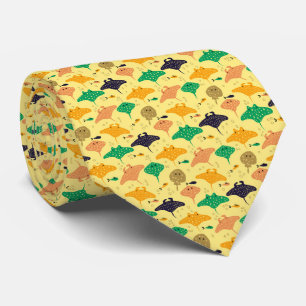 Corbata Patrón de raya amarilla linda y pez mantarraya