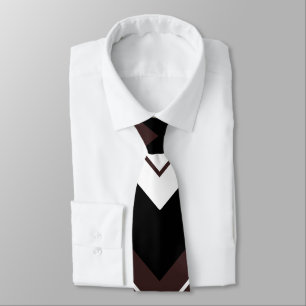 Corbata Patrón de raya de chevron marrón blanco negro