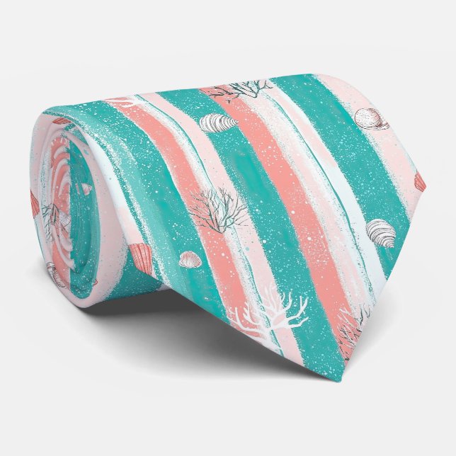 Corbata Patrón de raya de coral náutico (Enrollado)