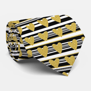 Corbata Patrón de raya negra blanca corazón gráfico