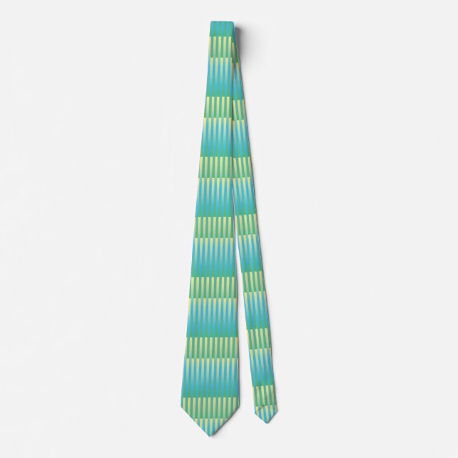 Corbata Patrón de rayas azul amarillo verde (Anverso)