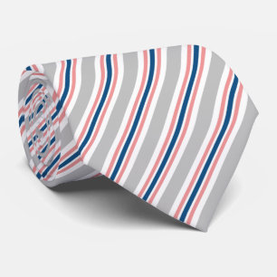 Corbata Patrón de rayas azul marino gris claro rubor rosa