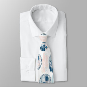 Corbata Patrón de rayas costeras azul naranja cangrejo náu