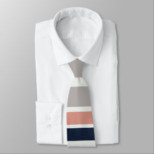 Corbata Patrón de rayas costeras gris azul marino rosa