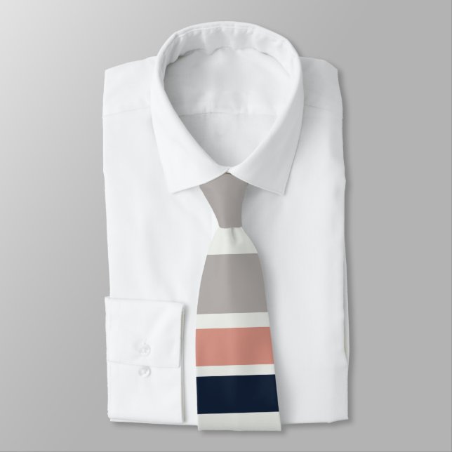 Corbata Patrón de rayas costeras gris azul marino rosa (Atado)