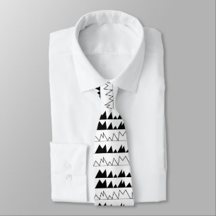 Corbata Patrón de rayas de chevron en blanco y negro