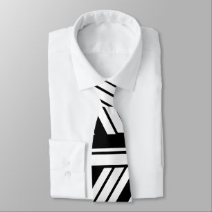 Corbata Patrón de rayas de chevron en blanco y negro