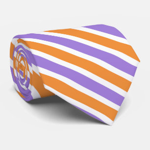 Corbata patrón de rayas de naranja púrpura fresco