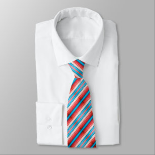Corbata Patrón de rayas diagonales rojas, azules y rosadas