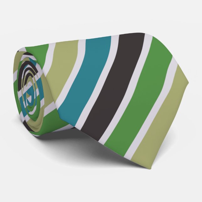 Corbata patrón de rayas diagonales verde lima azul (Enrollado)