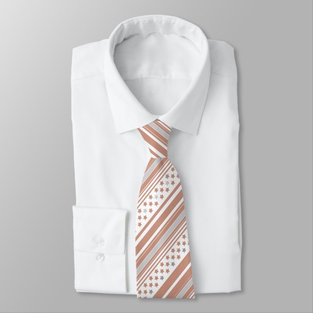 Corbata Patrón de rayas marrones con estrellas (Atado)