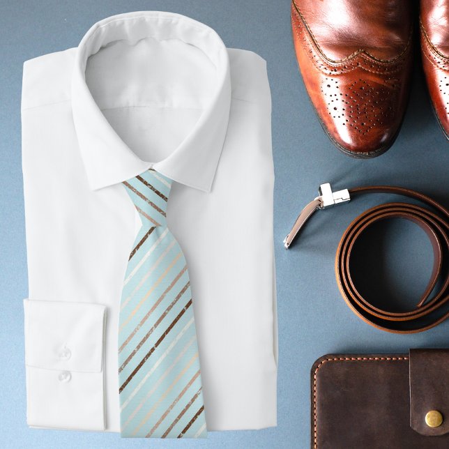 Corbata Patrón de rayas marrones verde pistacho moderno ch (Subido por el creador)