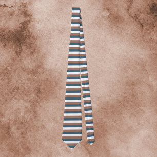 Corbata Patrón de rayas Mocha Marrón Blanco Verde azulado