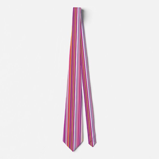 Corbata Patrón de rayas moradas rosadas y chic de moda (Anverso)