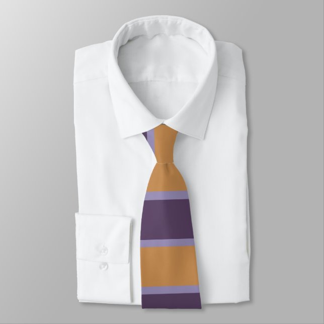 Corbata Patrón de rayas naranja morado (Atado)