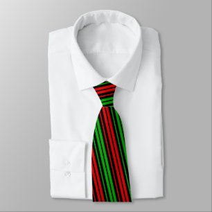 Corbata Patrón de rayas negras rojas y verdes  