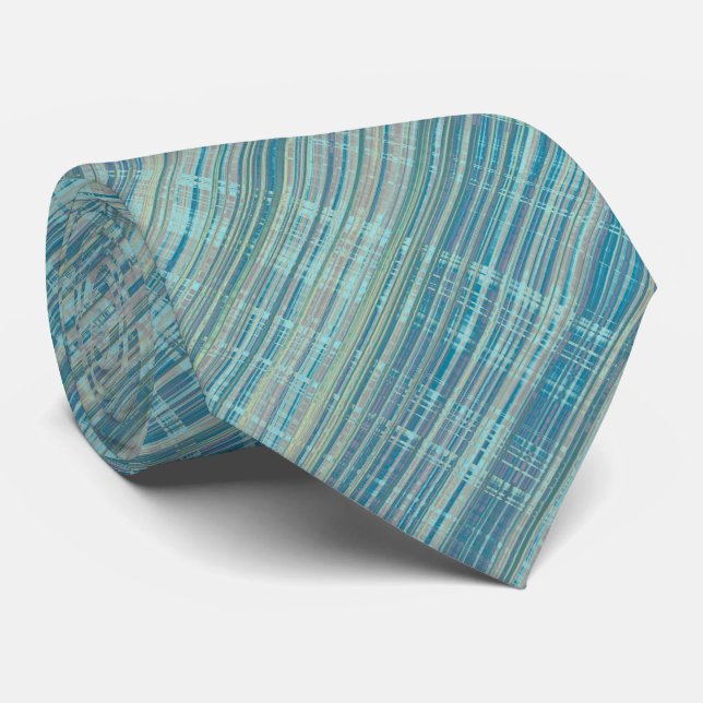 Corbata Patrón de rayas turquesa y azul (Enrollado)