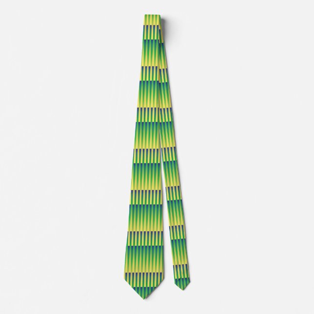 Corbata Patrón de rayas verde amarillo azul (Anverso)