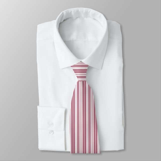 Corbata Patrón de rayas verticales blancas rosadas (Atado)